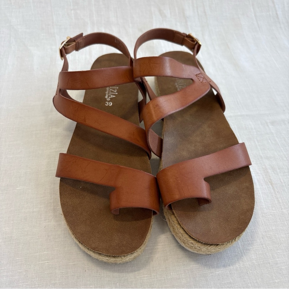 Women's Brown Strappy Leather Sandals with Ankle Buckle